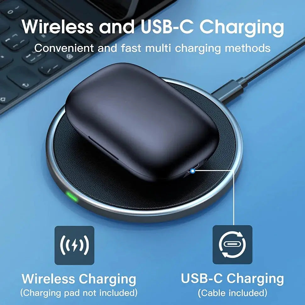 Bluetooth Earphones Wireless Earbuds with Wireless Charging Case  Stereo Sound Headphones Built-in Mic in-Ear Headsets Deep Bass.