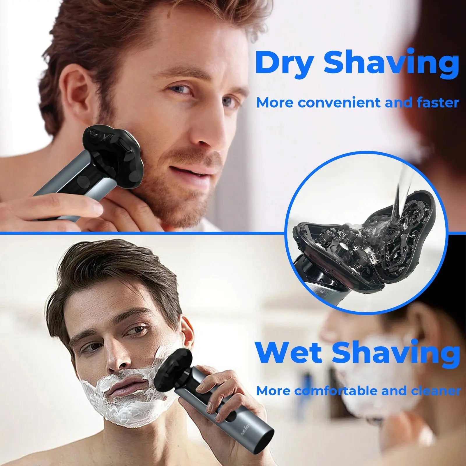 SEJOY Portable Clean Razor Men USB Electric shaver Powerful Beard Electric Razor Rechargeable Waterproof shaving Machine.