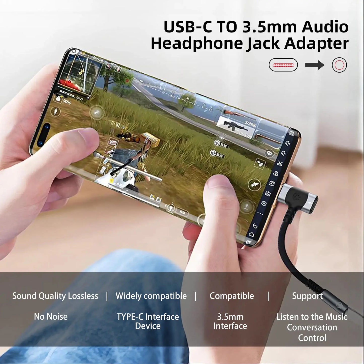 USB C to 3.5mm earphones and charger adapter 2-in-1 C-type to Aux microphone jack, with PD 100W fast charging encryption dongle. Tarot Yeah