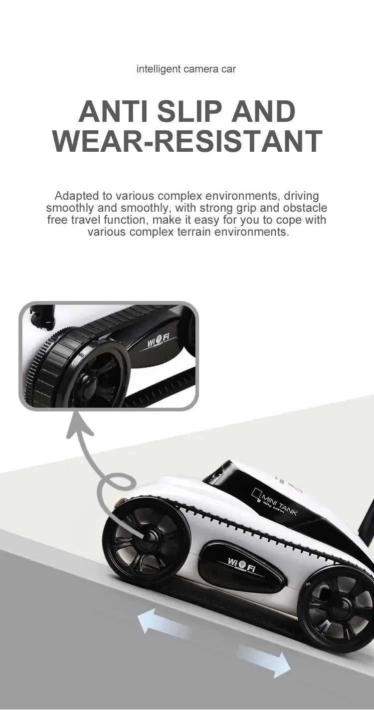 RC Camera Tank FPV WIFI Real-time Quality Mini RC Car HD Camera Video Remote Control Robot Car Intelligent APP Wireless Toys.