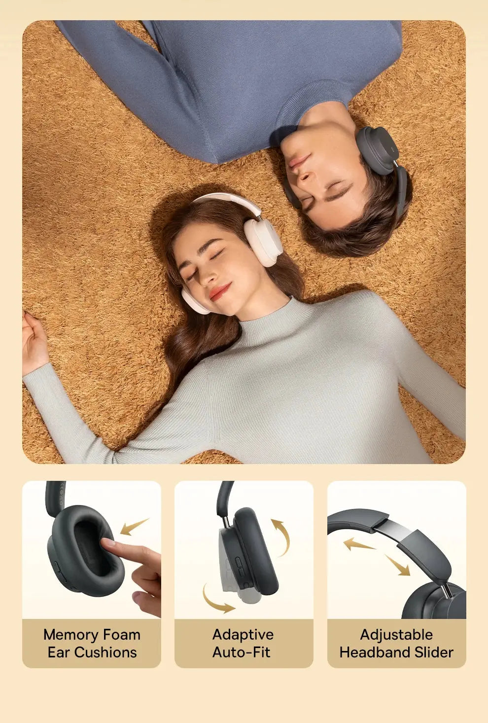 Baseus Bowie D05 Wireless Headphone 3D Spatial Audio Earphone Bluetooth 5.3 Headset 40mm Driver Foldable Over Ear Headphone 70H.
