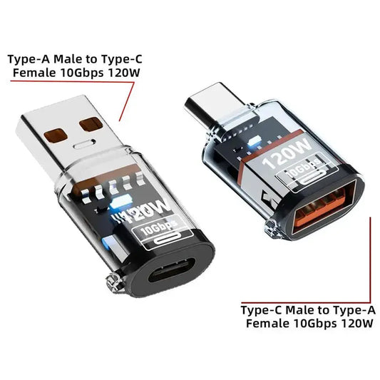 USB3.2 Adapter 10Gbps, 120W USB C Female to USB Male/USB Type-C Male to USB Female Adapter OTG Fast Charging with Double Tarot Yeah