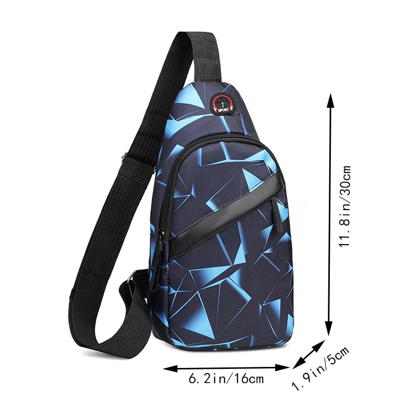 Unisex Square Chest Bag - Korean Style Camo Sling Pack (Oxford Canvas Crossbody Purse for Men/Women)