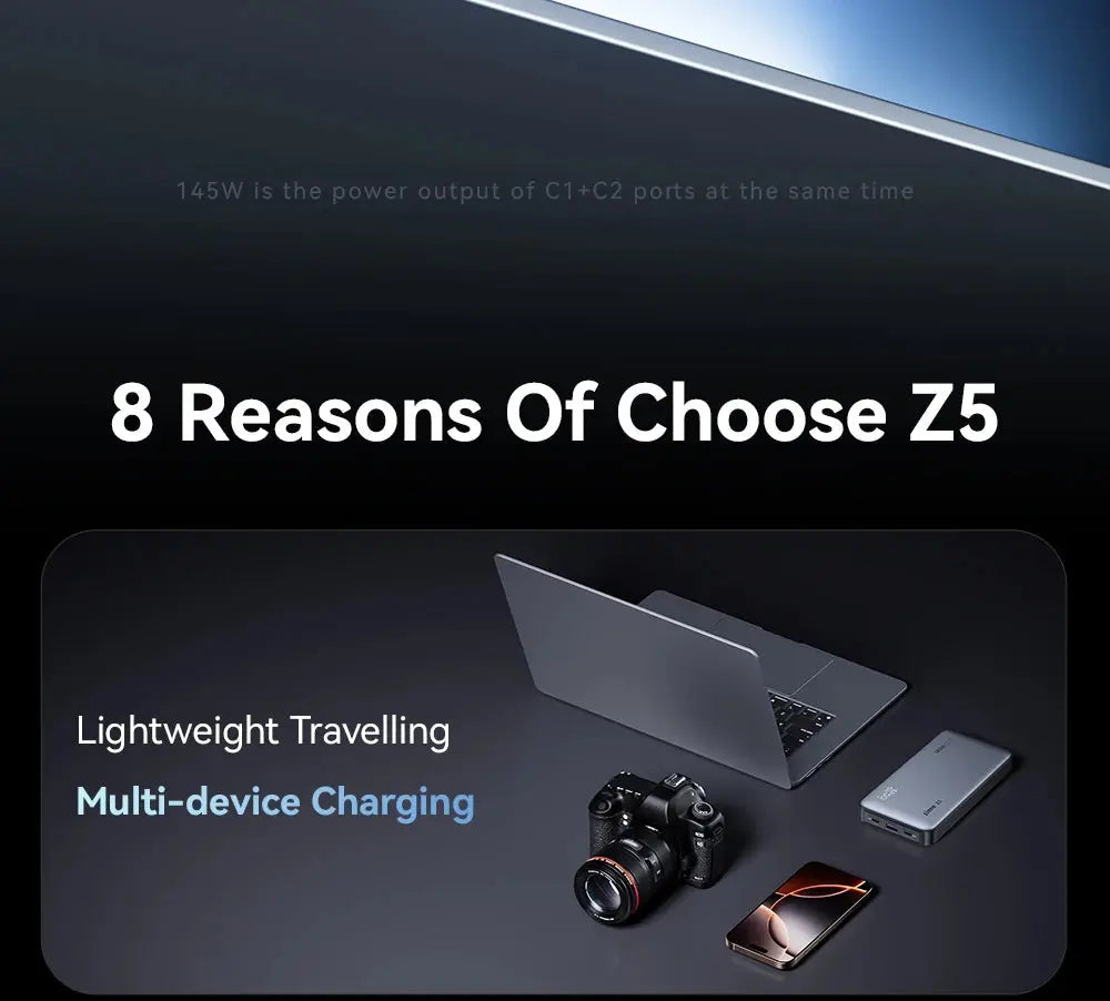 zime Z5 145W PowerBank 25000mAh PD Fast Charging High-wattage Portable Charger For Laptops And Phones With External Battery Tarot Yeah