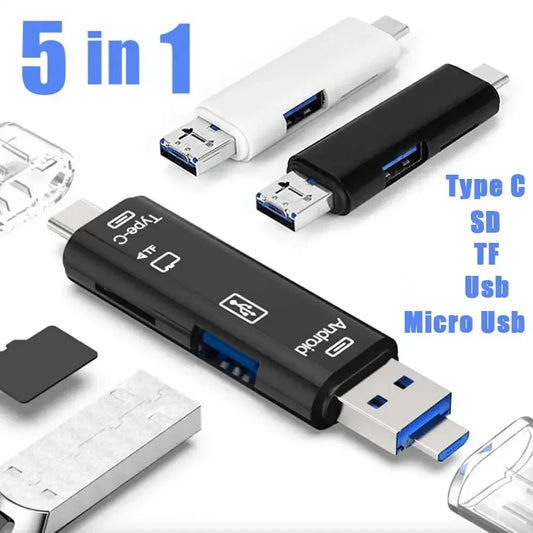 New 5 in 1 Multifunction USB 2.0 Type C USB Micro USB SD TF Memory Card Reader for Android Computer Dock OTG Type C Adapter Tarot Yeah