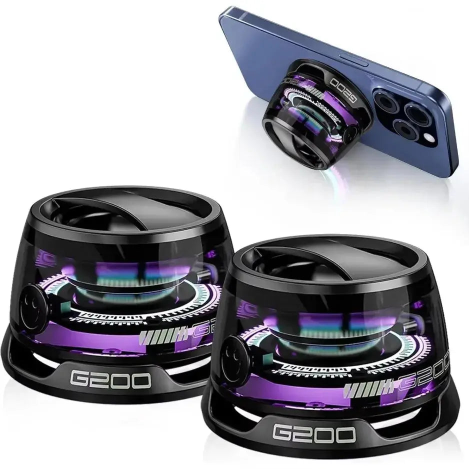 Outdoor Magnetic Bluetooth Speaker Wireless ‌Camping‌ Mini Travel Stereo Speaker with RGB Color Light and Phone Holder for IOS.