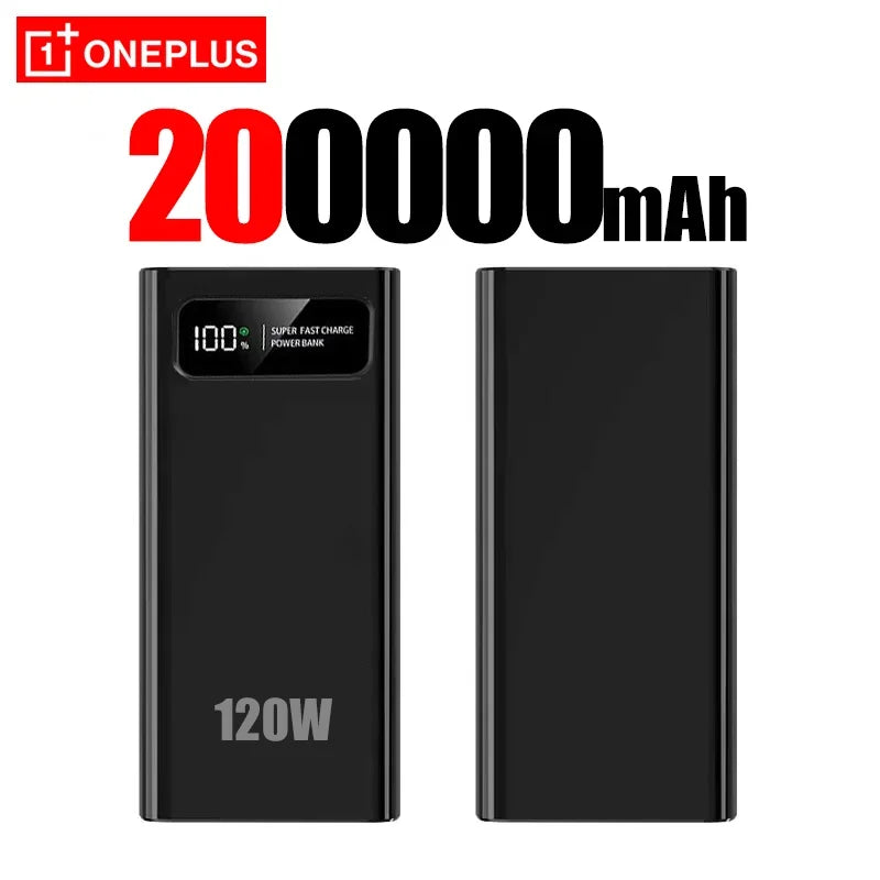 OnePlus 200000mAh LED Digital Display Power Bank High Capacity 120W Super Fast Charging Portable External Battery For IPhone NEW