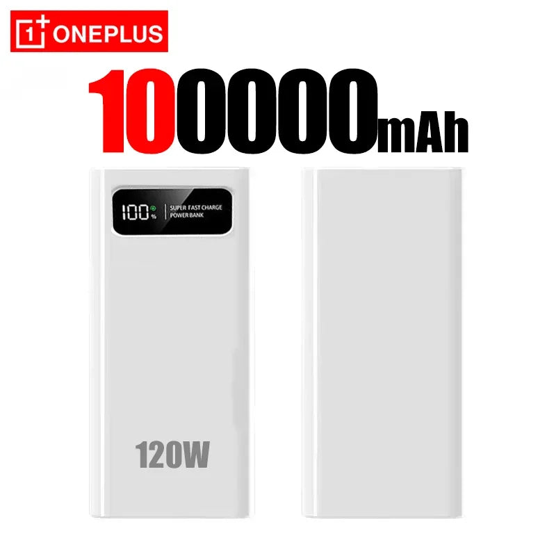 OnePlus 200000mAh LED Digital Display Power Bank High Capacity 120W Super Fast Charging Portable External Battery For IPhone NEW