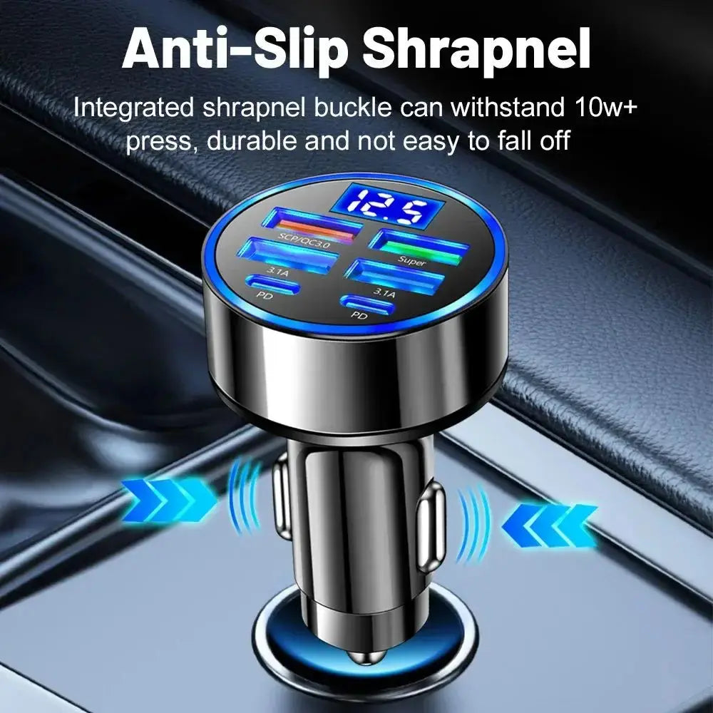 100W 6 Ports Car Charger Fast Charging PD QC3.0 USB C Car Phone Charger Type C Adapter in Car For iPhone Samsung Huawei Xiaomi Tarot Yeah