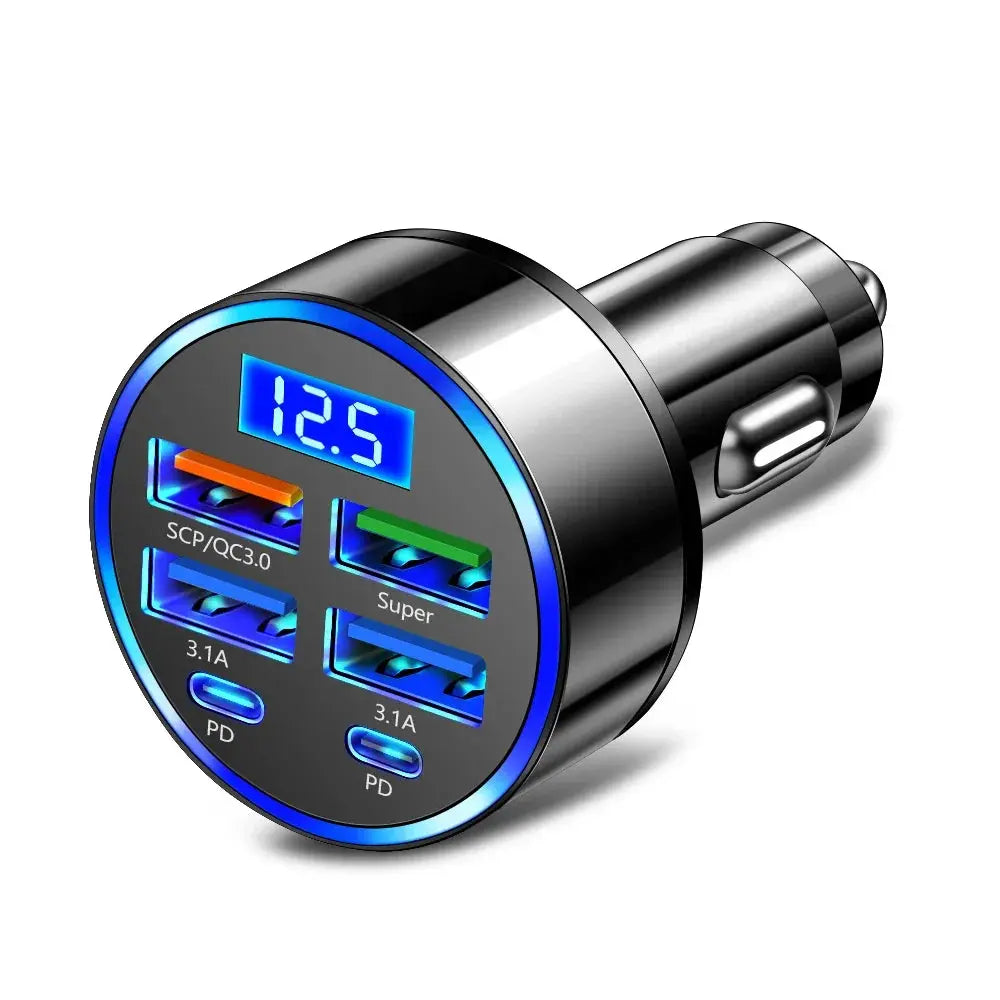 100W 6 Ports Car Charger Fast Charging PD QC3.0 USB C Car Phone Charger Type C Adapter in Car For iPhone Samsung Huawei Xiaomi Tarot Yeah