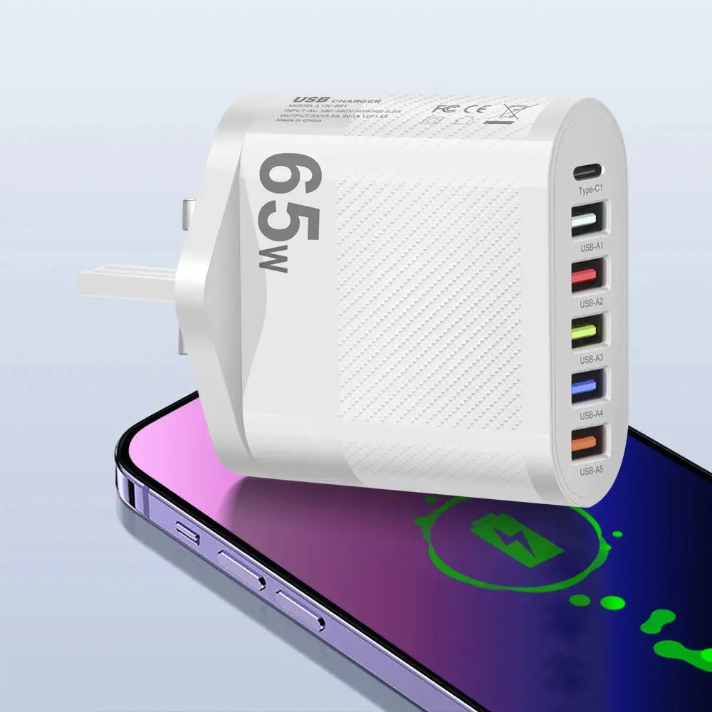 3.1A 5Ports USB Charger PD Charging Adapter For Xiaomi iPhone 13 Samsung Mobile Phone Plug Charging QC 3.0 Wall Charger Tarot Yeah