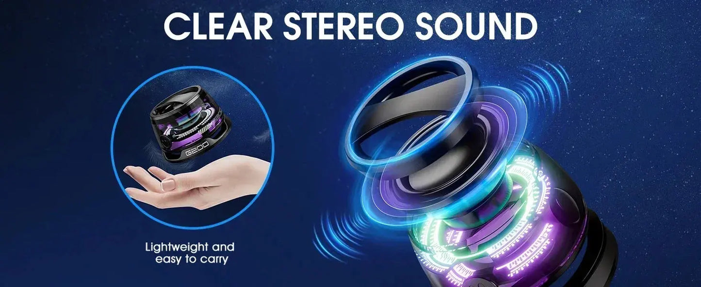 Outdoor Magnetic Bluetooth Speaker Wireless ‌Camping‌ Mini Travel Stereo Speaker with RGB Color Light and Phone Holder for IOS.
