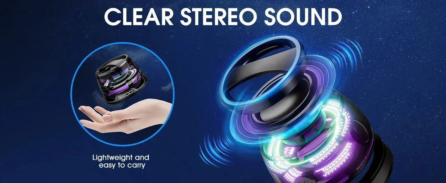 Outdoor Magnetic Bluetooth Speaker Wireless ‌Camping‌ Mini Travel Stereo Speaker with RGB Color Light and Phone Holder for IOS.