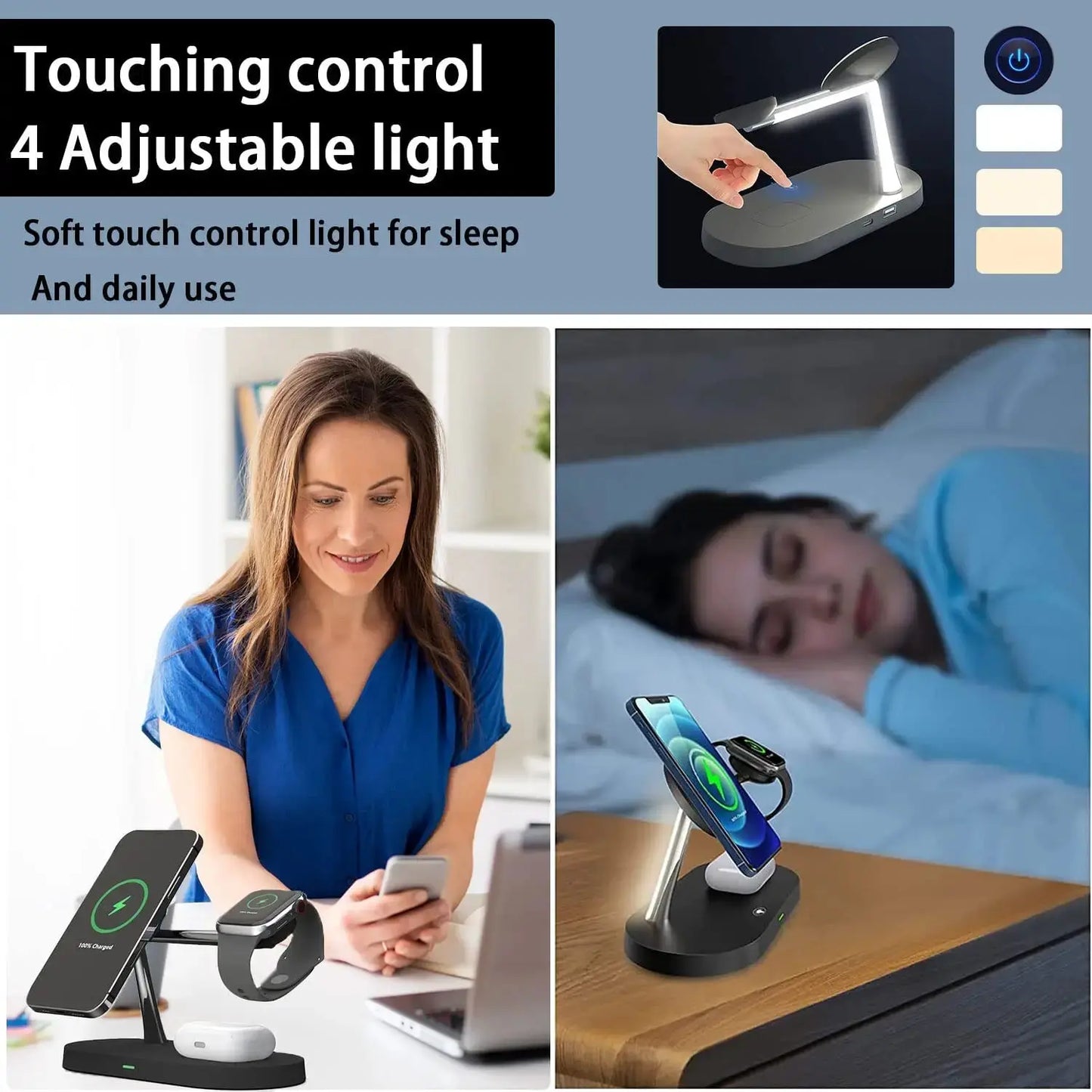 3 in 1 Wireless Charger Stand For iPhone 12 13 14 15 16 Fast Charging Station for Apple Watch 10 9 8 7 6 5 4 Airpods 2 3 Pro Tarot Yeah