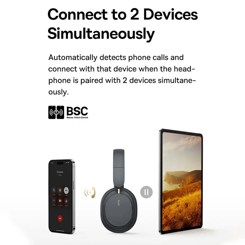 Baseus Bowie D05 Wireless Headphone 3D Spatial Audio Earphone Bluetooth 5.3 Headset 40mm Driver Foldable Over Ear Headphone 70H.
