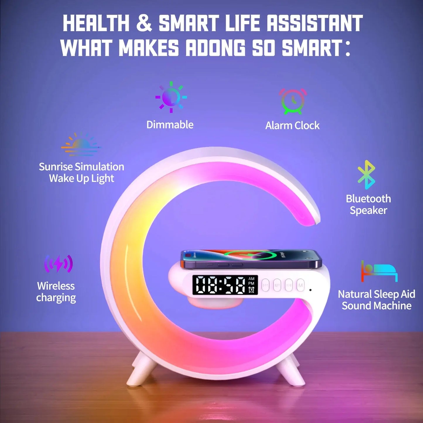 Multifunction Wireless Charger Pad Stand Speaker TF RGB Night Light 15W Fast Charging Station for iPhone Samsung Xiaomi Huawei Tarot Yeah