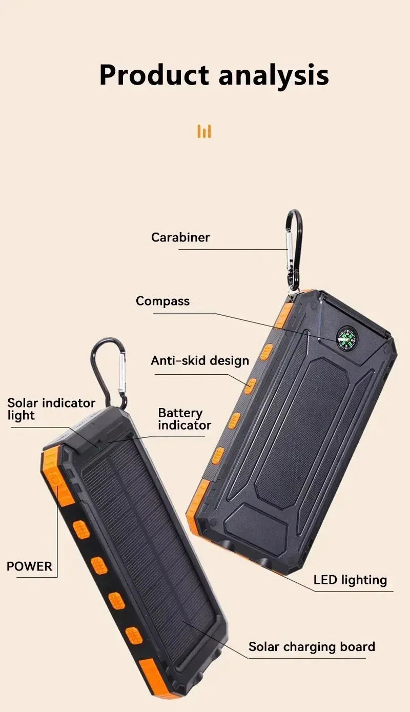 200000mAh Large Capacity Solar Power Bank Fast Charging Portable Charger External Battery  for IPhone Samsun Xiaomi Powerbank Tarot Yeah