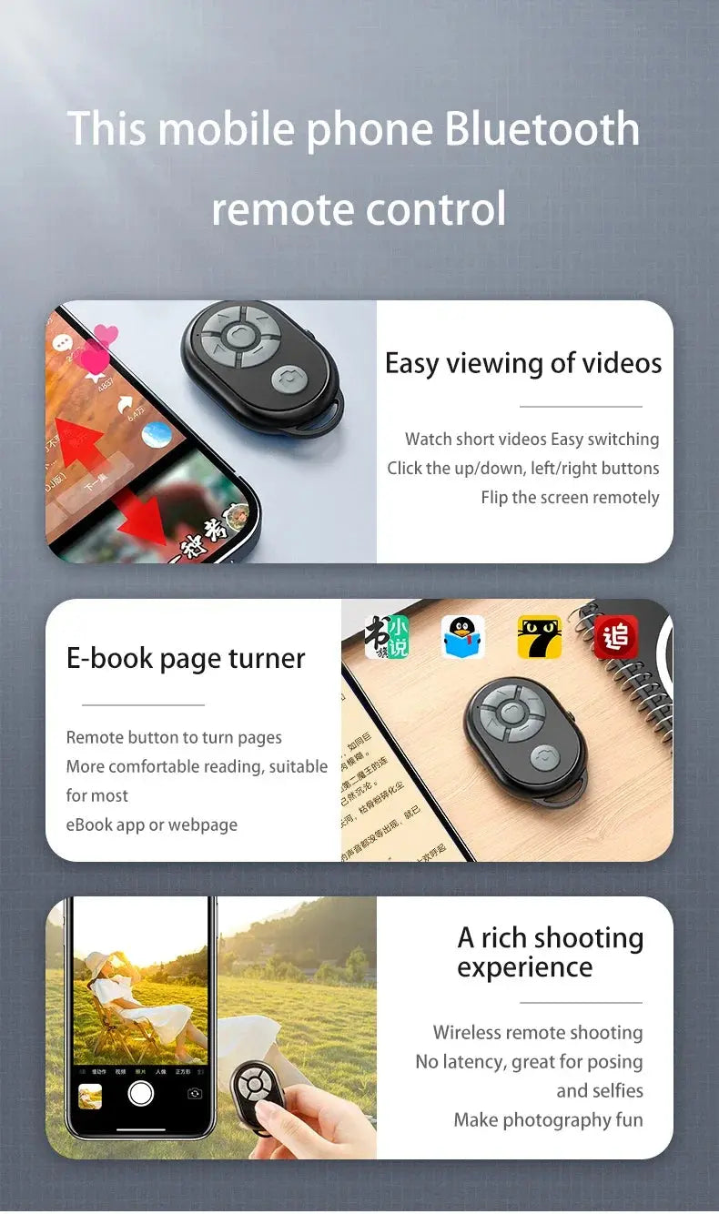 Bluetooth Remote for iPhone Xiaomi IOS Android Phone Universal Remote Control Selfie Stick Bluetooth Camera Controller Tarot Yeah