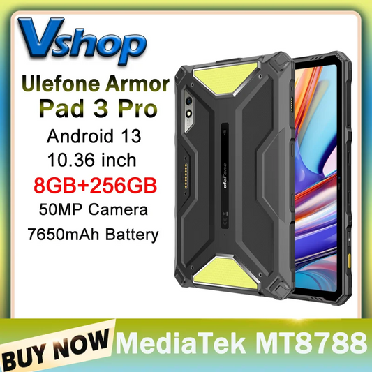 Ulefone Armor Pad 3 Pro Rugged Tablet PC 33280mAh MediaTek MT8788 16GB RAM(8+8) 256GB ROM 50MP 10.36"2K Android 4G NFC Tablet