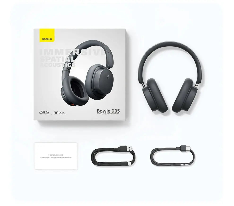 Baseus Bowie D05 Wireless Headphone 3D Spatial Audio Earphone Bluetooth 5.3 Headset 40mm Driver Foldable Over Ear Headphone 70H Tarot Yeah