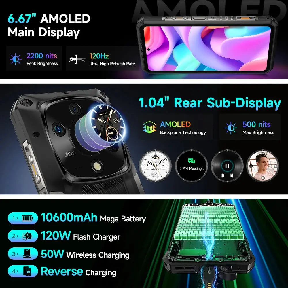 Ulefone Armor 28 Pro 5G AI Rugged Phone 512GB ROM Smartphone 120W MTK Dimensity 7300  10600mAh 6.67”AMOLED 64MP Mobile phone Tarot Yeah