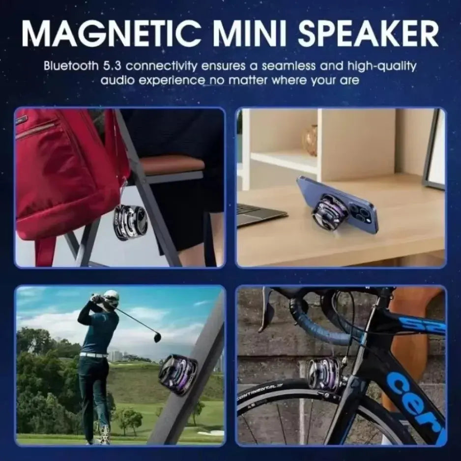 Outdoor Magnetic Bluetooth Speaker Wireless ‌Camping‌ Mini Travel Stereo Speaker with RGB Color Light and Phone Holder for IOS.
