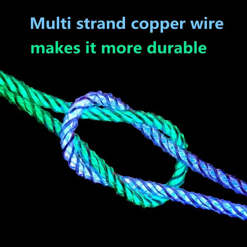 6A Fast Charging RGB Breathing Luminous Gradient Light Data Cable 66W TYPE-C Charger For iPhone 15 Pro Huawei Samsung Data Cable Tarot Yeah