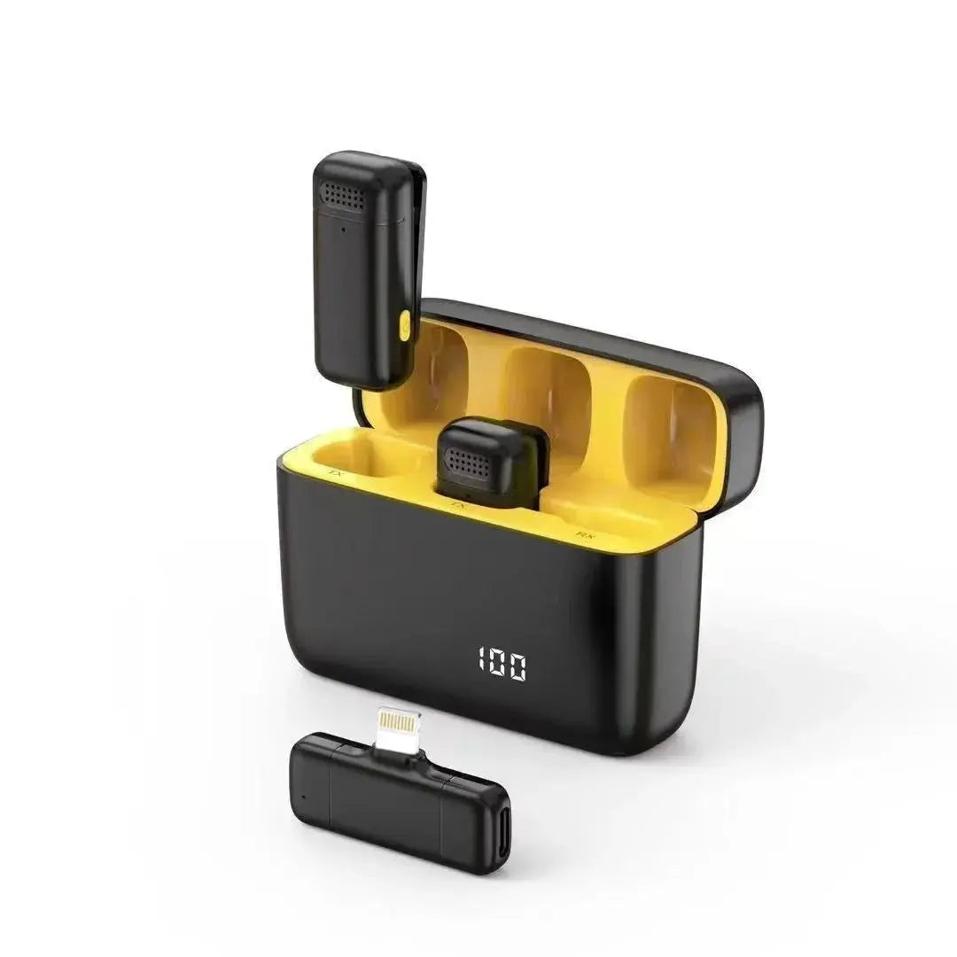 microphone charging compartment digital display receiver wireless Lavalier microphone mobile phone recording noise reduction mic.