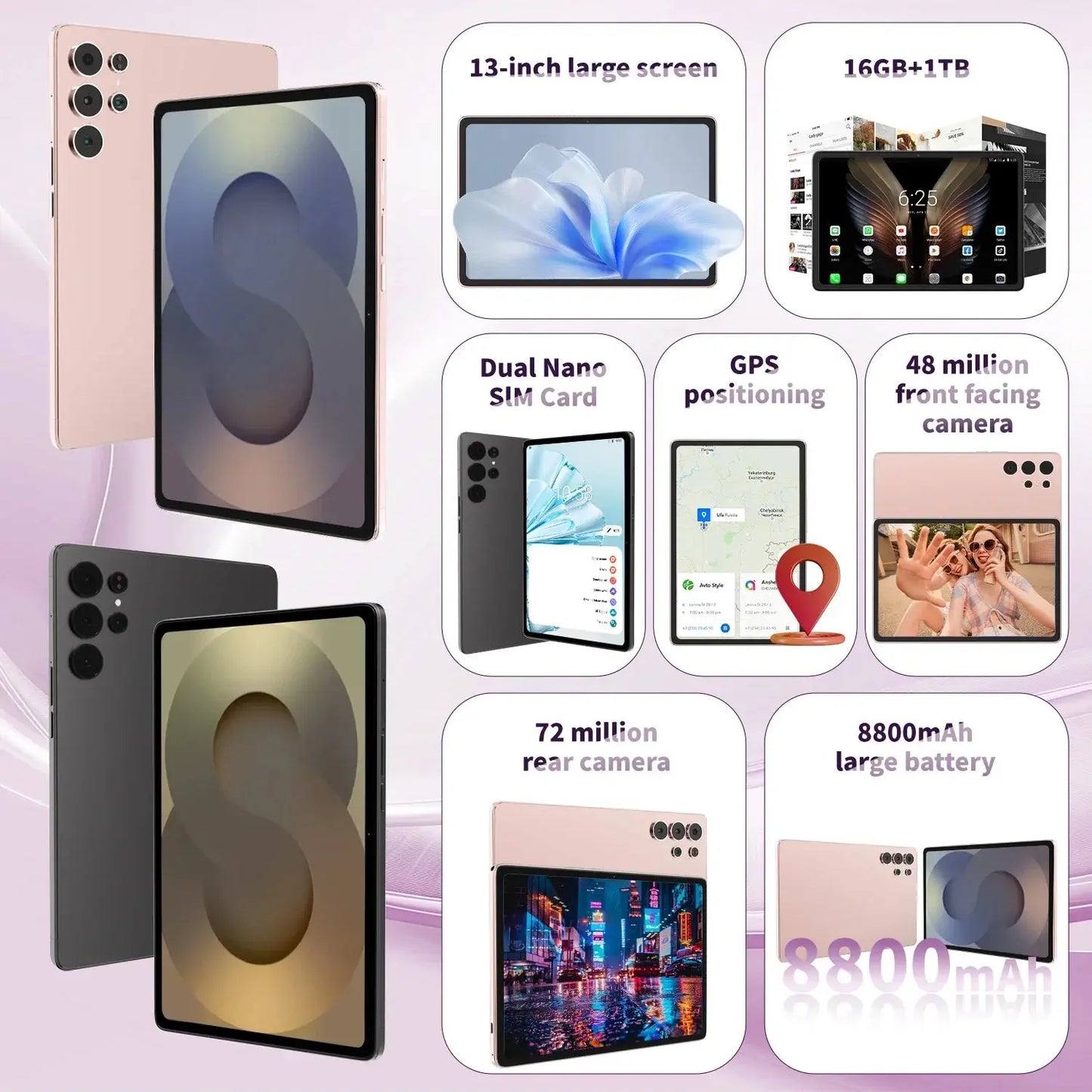 Original Pad 24 Ultra Tablet 13 inch 16GB+1TB Android 14 Snapdragon 8gen3 Global 8800mah 5G Dual SIM WIFI HD Full Screen.