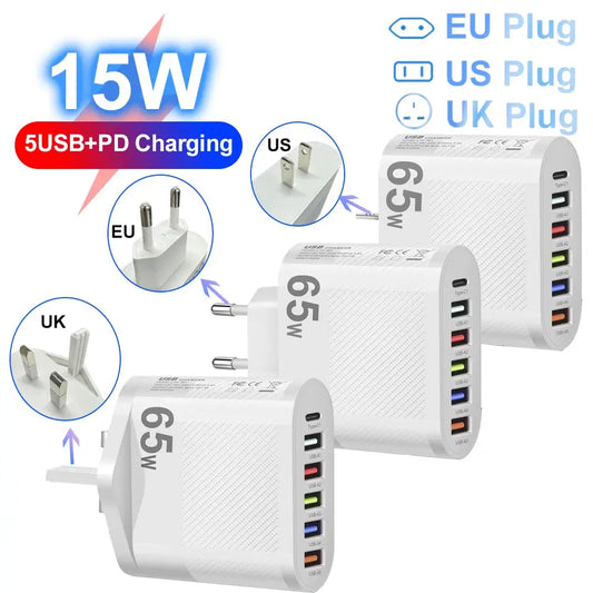 3.1A 5Ports USB Charger PD Charging Adapter For Xiaomi iPhone 13 Samsung Mobile Phone Plug Charging QC 3.0 Wall Charger Tarot Yeah