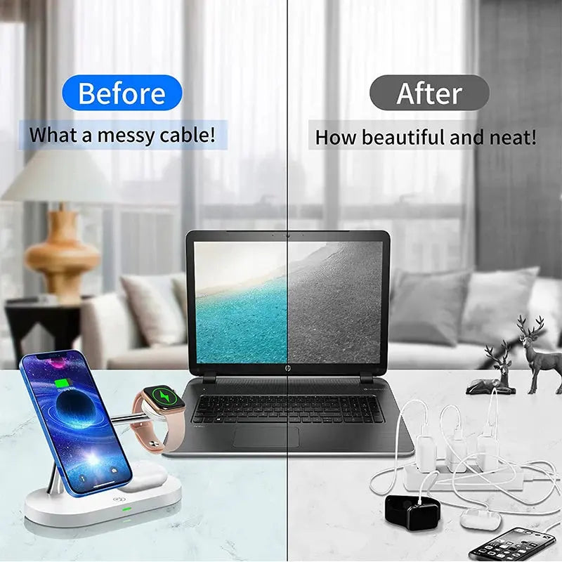 3 in 1 Wireless Charger Stand For iPhone 12 13 14 15 16 Fast Charging Station for Apple Watch 10 9 8 7 6 5 4 Airpods 2 3 Pro Tarot Yeah