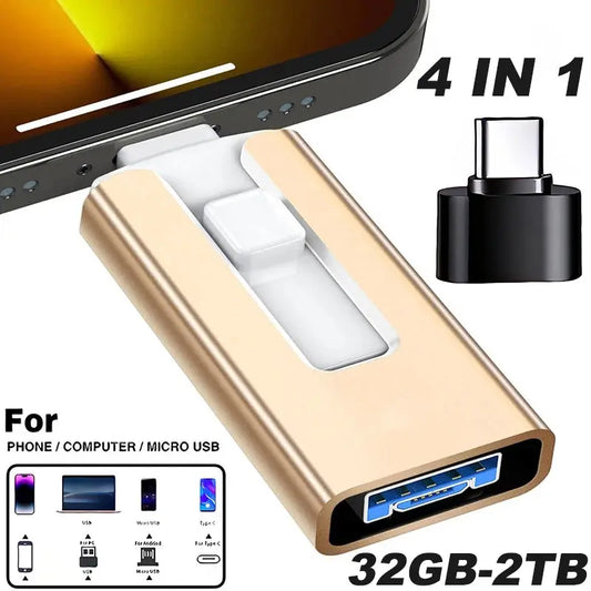 4 In1 OTG Micro USB 3.0  Flash Drive  Dual purpose Android TYPE-C Pen Drive Mobile Micro USB Memory Stick Drive Free For iPhone Tarot Yeah