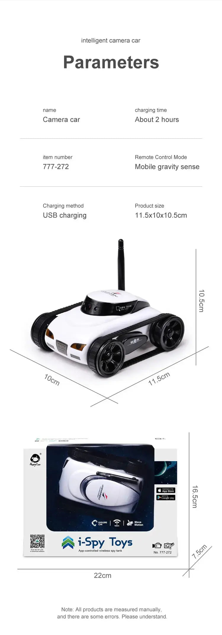 RC Camera Tank FPV WIFI Real-time Quality Mini RC Car HD Camera Video Remote Control Robot Car Intelligent APP Wireless Toys.