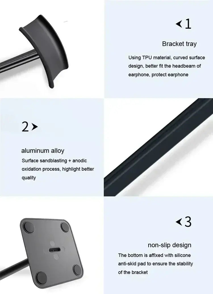 VIKEFON Headphone Stand Desktop Headset Holder-Desk Earphone Stand for All Headsets Such as Airpods Max HyperX Gaming Headphones.
