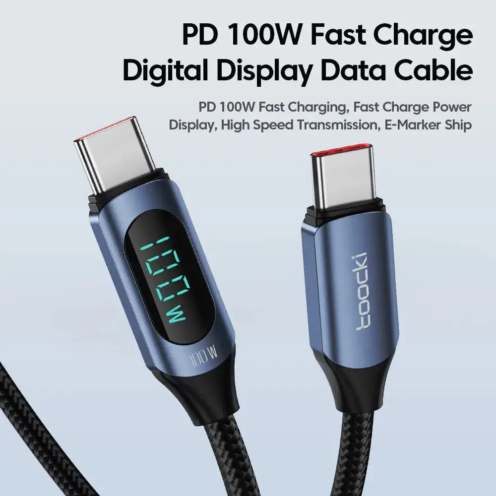 Toocki Type C to Type C Cable 100W PD Fast Charging Charger USB C to USB C Display Cable For Xiaomi POCO F3 Realme Macbook iPad Tarot Yeah