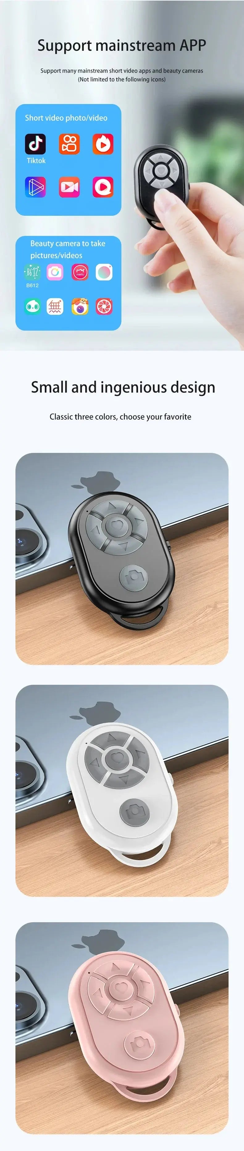 Bluetooth Remote for iPhone Xiaomi IOS Android Phone Universal Remote Control Selfie Stick Bluetooth Camera Controller Tarot Yeah
