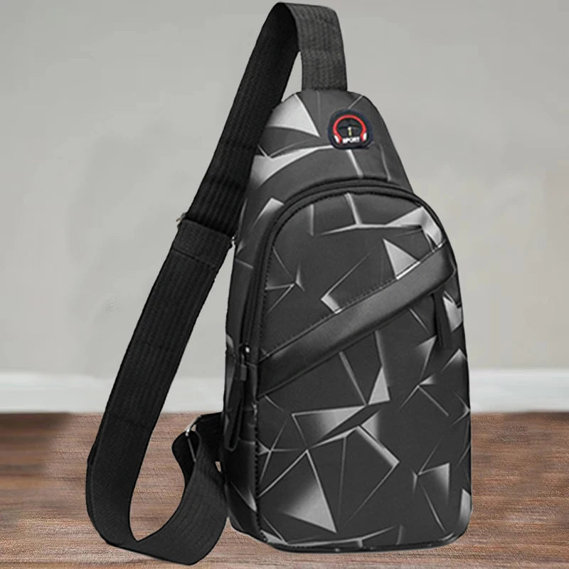 Unisex Square Chest Bag - Korean Style Camo Sling Pack (Oxford Canvas Crossbody Purse for Men/Women)