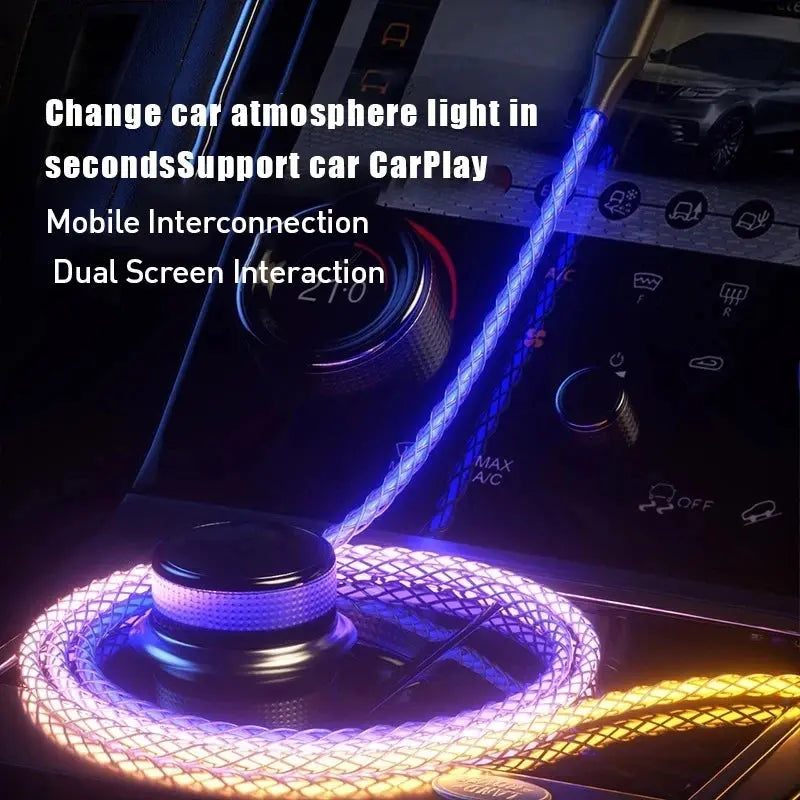 6A Fast Charging RGB Breathing Luminous Gradient Light Data Cable 66W TYPE-C Charger For iPhone 15 Pro Huawei Samsung Data Cable Tarot Yeah