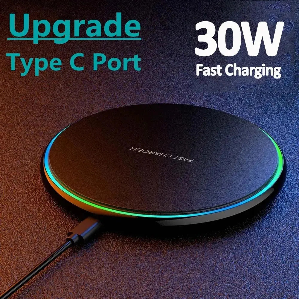 30W Wireless Charger For iPhone 15 14 13 12 X Pro Max Induction Fast Charging Pad Dock Station For Samsung S23 S22 Xiaomi Huawei Tarot Yeah