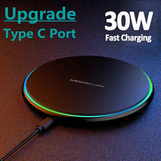 30W Wireless Charger For iPhone 15 14 13 12 X Pro Max Induction Fast Charging Pad Dock Station For Samsung S23 S22 Xiaomi Huawei Tarot Yeah
