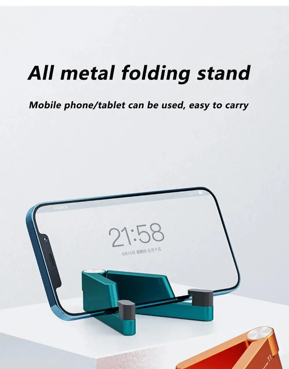 Portable V-shaped Foldable Phone Holder Desktop Lazy Metal Cell Tablet Stand For iPhone Samsung Xiaomi iPad Smartphone Bracket Tarot Yeah