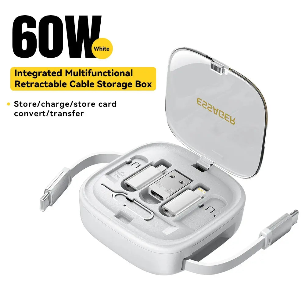 Essager USB C To Tpye C Cable PD 60W for Xiaomi Poco Fast Charging Data Travel Multi Functional Cord With Holder Storage Box Tarot Yeah