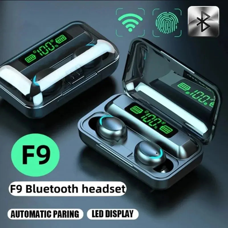 TWS F9-5 Earphone Bluetooth Earphones Wireless Headphones Hifi Stereo Sports Earbuds Headset Hearing Aids With Mic Handfree.