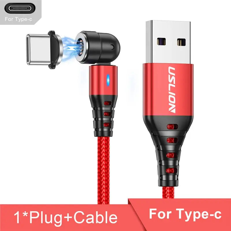 USLION 540 Rotate 5A Magnetic Cable Fast Charging Type C Cable Micro USB Magnet Charge Phone Data Line Wire For iphone 15 Xiaomi Tarot Yeah