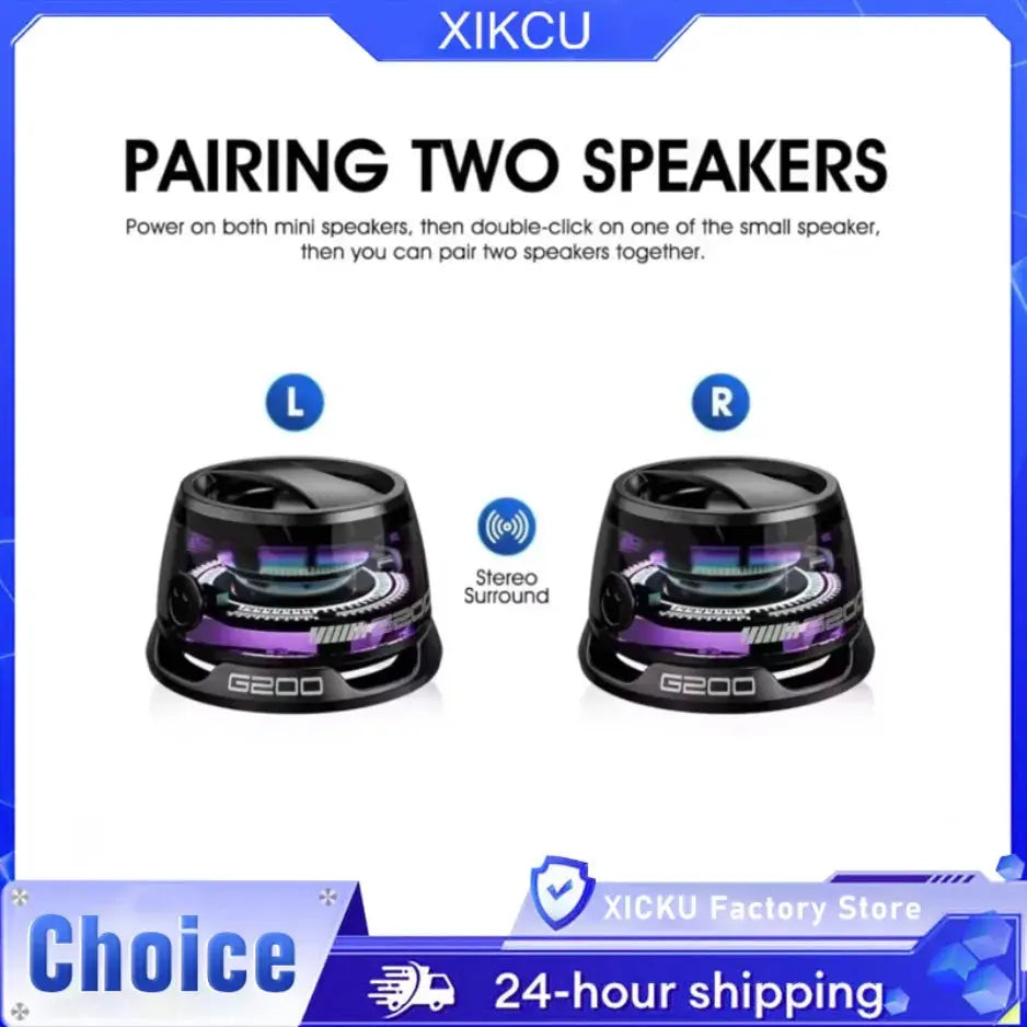 Outdoor Magnetic Bluetooth Speaker Wireless ‌Camping‌ Mini Travel Stereo Speaker with RGB Color Light and Phone Holder for IOS.