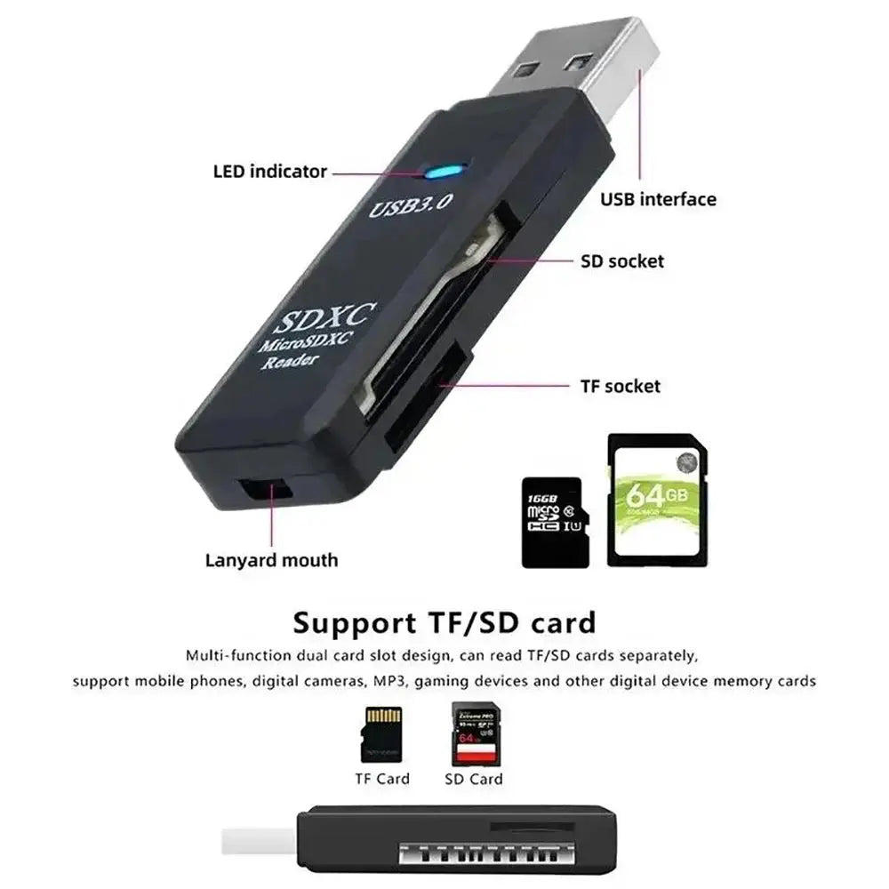 2 in 1 USB 3.0 Card Reader Micro sd card Reader usb adapter High Speed Cardreader TF Memory card For PC Laptop Accessories Tarot Yeah