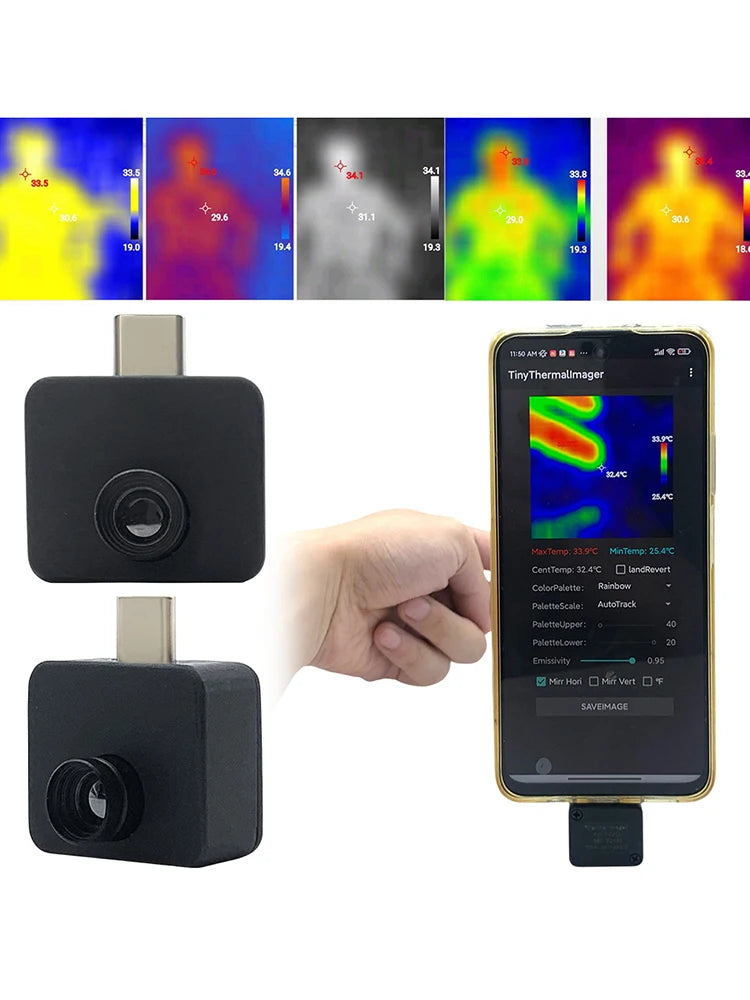 Mobile Thermal Imager 32*32 Pixels -20~1000°C Thermal Camera Thermal Imaging Camera for Android Type C Mobile Phone