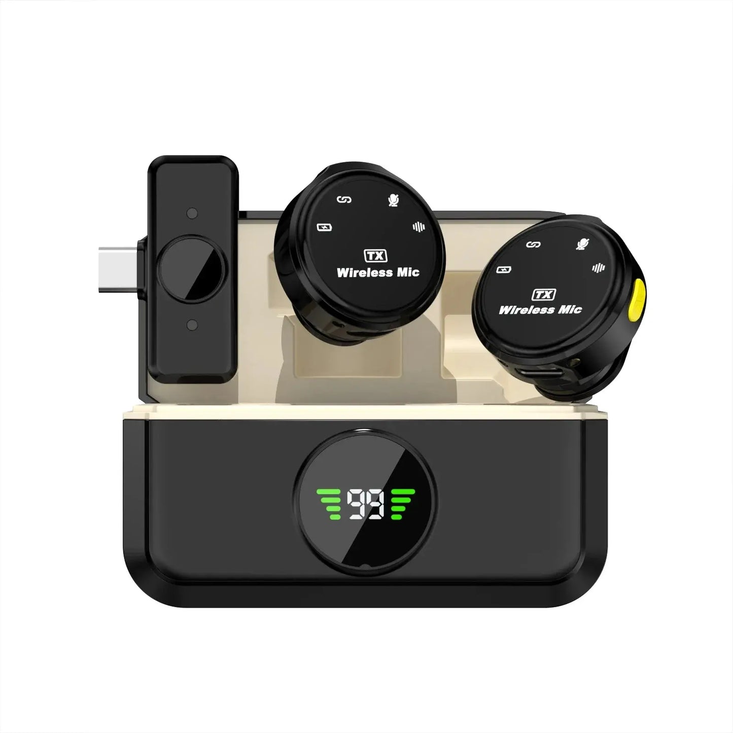 microphone charging compartment digital display receiver wireless Lavalier microphone mobile phone recording noise reduction mic.