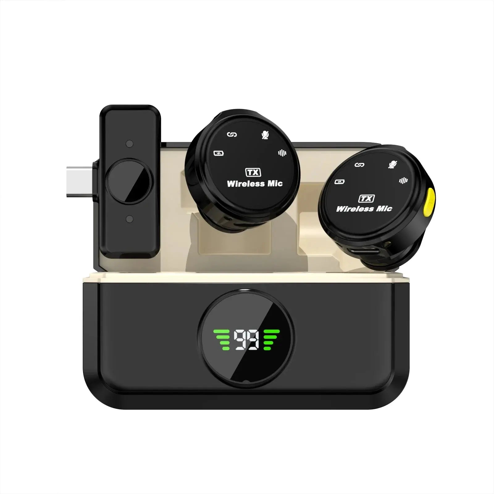 microphone charging compartment digital display receiver wireless Lavalier microphone mobile phone recording noise reduction mic.