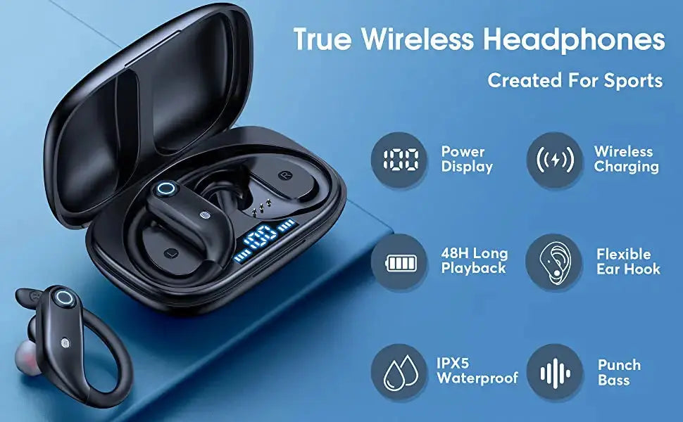 Bluetooth Earphones Wireless Earbuds with Wireless Charging Case  Stereo Sound Headphones Built-in Mic in-Ear Headsets Deep Bass.